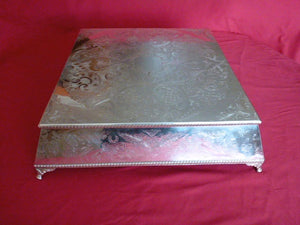 Square Cake Stand (Silver Plate & Knife )